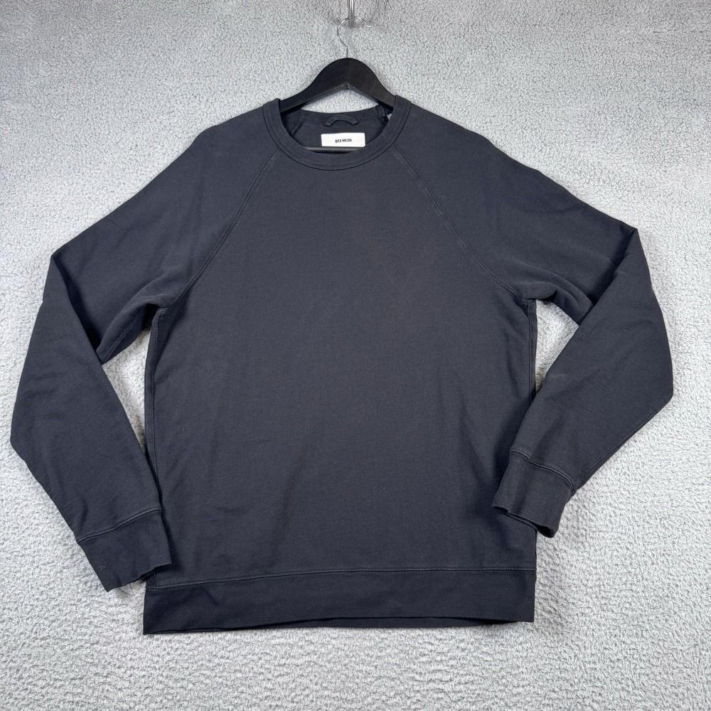 Buck Mason Sweatshirt Mens Size Medium Black Raglan Crewneck Pullover Cotton